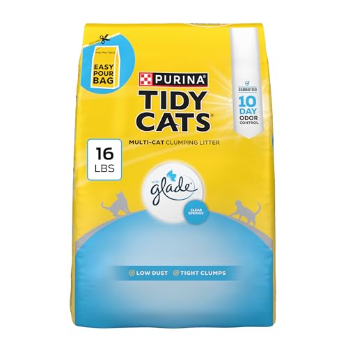 Purina Tidy Cats Clumping Cat Litter, Glade Clear Springs, 16 lb | Low dust multi-cat litter with 10-day odor control and moisture-locking comfort - size: 16 Pound (Pack of 1)