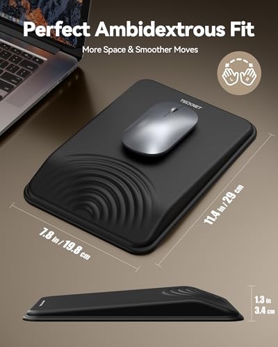 TECKNET Ergonomic Mouse Pad with Wrist Rest, Comfortable Relieves Pain | Built-in Memory Foam and Ergonomic Slope Design Relieves Carpal Tunnel Syndrome Pain, Mousepad for Office Gaming - color: Black