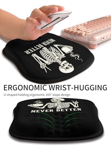 Hokafenle Ergonomic Wrist-Hugging Mouse Pad Wrist Support, U-Shaped Holding Wrist Rest Mousepad for Carpal Tunnel Pain Relief with Cushioned Memory Foam Slope Massage Bulge (10.2x8.3 in,Never Better) - color: Never Better