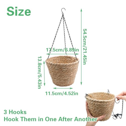 Natural Grass Rat Hammock for Cage, Handwoven Hanging Basket with Sturdy Chains for Small Animals Chinchilla Parrot Sugar Glider Mice, Rat Cage Accessories