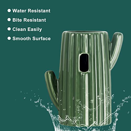 BUCATSTATE Cactus Ceramic Leakproof Hamster Water Bottle Gerbils Water Bottles with Holder Water Feeder for Small Animals (Green)