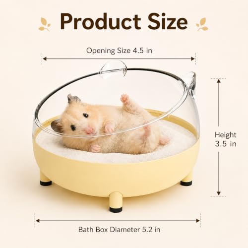 Meow&Woof Hamster Sand Bath Container, Large Sandbox Toilet Gerbil Batheoom, Tiny Chinchilla Dust Bathtub Sand Bath Box for Hamster Cage Accessories 5.2 Inch-Yellow - color: Yellow