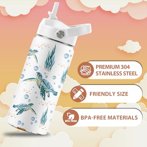 Turtle Gifts for Turtle Lovers, 16 oz Water Bottle with Straw Lid, Stainless Steel Insulated Sea Turtles Tumbler, Ocean Turtles Water Bottle for Turtle Lovers (1pcs) - color: Sea Turtle