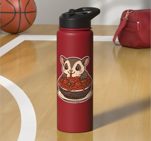 Cute Sugar Glider Spaghetti Pasta Stainless Steel Insulated Water Bottle - color: Red