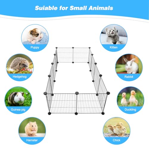 C&C Cage for Guinea Pigs, Guinea Pig Playpen with Mat, 12 Panels | 12 x 12 in, Waterproof Red and Blue Mats, 30 Cable Ties, 24 Connectors, DIY Cage Setup, Guinea Pigs and Rabbits - style: 12 Panels