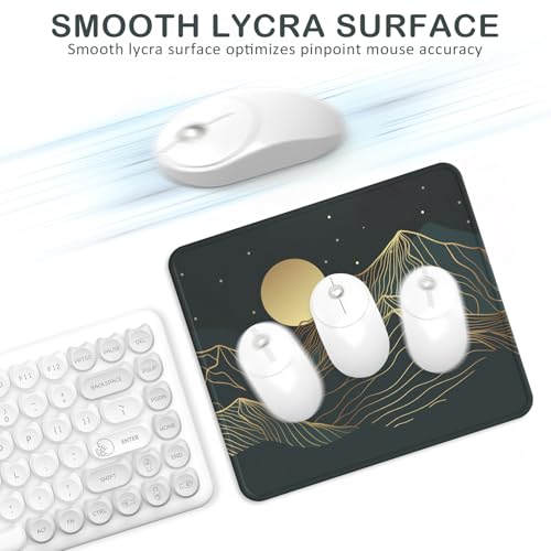 Mouse Pad with Stitched Edge, Multiple Patterns Computer Mouse Pads with Non-Slip Rubber Base, Washable Cloth Mousepad, for Gaming, Laptop, PC (Lunar Peaks) - color: 30Lunar Peaks