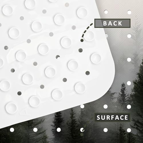 Misty Forest Bathtub Mat Non Slip, Baby Bath Mat for Tub Rubber Tub Mat, Kids Bath Mats for Bathroom Nature Trees Anti Slip Shower Mat with Suction and Drain Holes Machine Washable, 40″X16″ - color: C02, size: 40" x 16" (Rectangular)