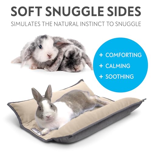 Paw Inspired Snuggle Bunny Bolster Bed, Gray/Beige, 17x17 Inch | Reversible Flop Mat, Ultra-Soft Fleece Bedding with Padded Sides for Rabbits, Cats, Dogs, Small Pets and Animals - color: Gray/Tan