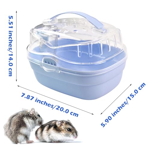 Hamster Carrier Cage with Water Bottle,Portable Hamsters Travel Cage Plastic Guinea Pig Carrying Cases Small Animal Carry Cage for Dwarf Hamsters Chinchillas Hedgehog Mouse(Blue) - color: 【Blue】