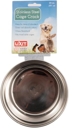 Lixit Quick Lock Cage Bowls for Small Animals and Birds. (20oz, Stainless) (Pack of 6) - size: 20oz (Pack of 6)