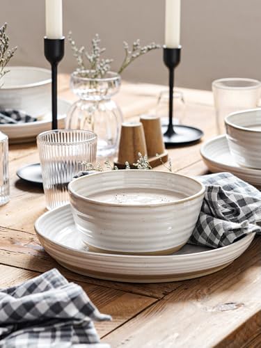 LE TAUCI Cereal Bowls Set of 4, Ceramic Soup Bowl 28 oz, Stoneware Kitchen Bowl for Pho, Chip, Fruit, Salad, Noodle, Ramen, Dishwasher Oven Microwave Safe - 6 Inch, Arctic white - size: 6 inch