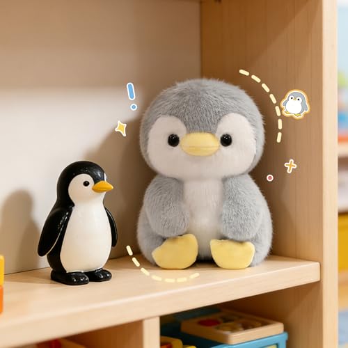 Ditucu Palm-Sized Penguin Stuffed Animals Cute Soft Plush Doll Small Plushies Toys Gifts for Kids Grey 6 inch - style: Penguin B