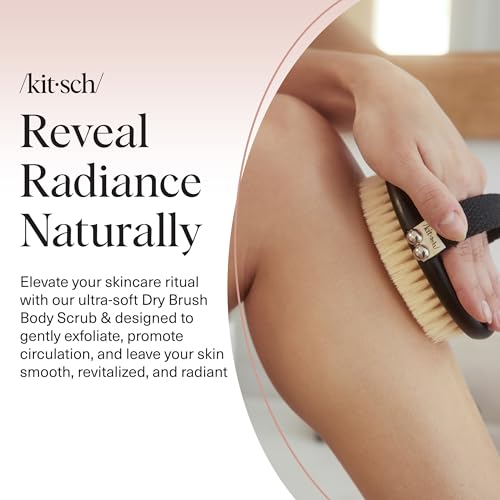 Kitsch Dry Brushing Body Brush for Lymphatic Drainage | Soft Bristles Shower Brush - Dry Brush to Remove Dry Skin and Improves Blood Circulation, Body Scrubber for Glowing Skin