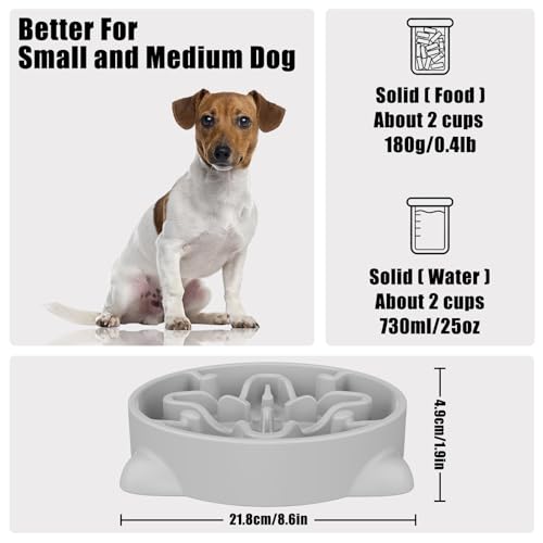 Slow Feeder Dog Bowls Medium Breed, Dog Food Bowl Medium Anti-Choking Bloat Stop Puzzle Healthy Eating Bowl (Gray, 2 Cup) - color: Gray, size: 2 Cup