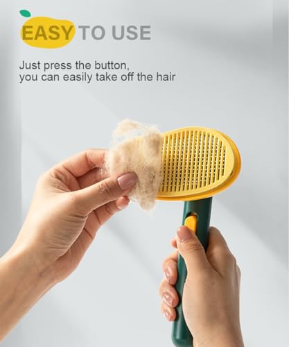 Cat Brush for Shedding, Mango Cat Brushes with Gentle Bristles and Release Button, Gentle Self Cleaning Pet Brush for Indoor Cats and Dogs Daily Grooming Tool During Shedding Season - color: Dark Mangop