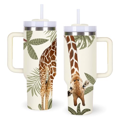 momocici 40oz Giraffe Tumbler with Handle Gifts for Women.Giraffe Lover Cups Tumbler Gifts for Women.40 oz Birthday Christmas Giraffe Cup Tumblers for Giraffes Lover. - style: Giraffe
