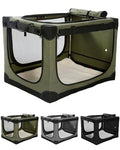 Veraste 33" L x 25" W x 25" H Collapsible Travel Dog Crate, Portable Soft Dog Kennel for Medium Large Dogs up to 60 lbs, 4-Door Foldable Travel Crate with Durable Mesh & Storage BagGreen | 4-Door Foldable Travel Crate,breathable mesh, foldable with storag