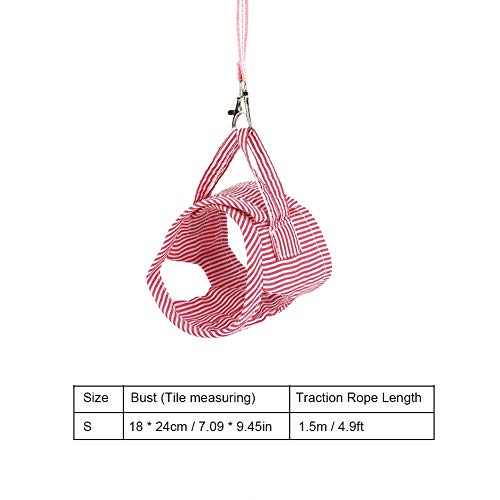 Squirrel Vest Harness Small Pet Harness and Leash Set Soft Adjustable Outdoor Walking Vest for Guinea Pig Chinchilla Ferret Rabbit S Red
