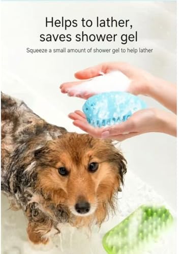 Blue Silicone Shower Brush, suitable for medium to large pets (dogs, cats)