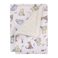 Disney Classic Pooh Naturally Friends Ivory and Taupe Piglet, Eeyore, and Tigger Super Soft Sherpa Baby Blanket - color: Pooh Naturally Friends
