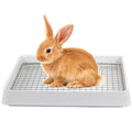 PODOO Rabbit Litter Box – Training Potty Tray for Guinea Pig & Small Pets · Spacious Grid Pan with Low Entrance, Easy-Clean & Odor-Resistant—Helps Keep a Clean Cage and Reduce Mess - size: Medium + Extra Large Steel Holes Grids