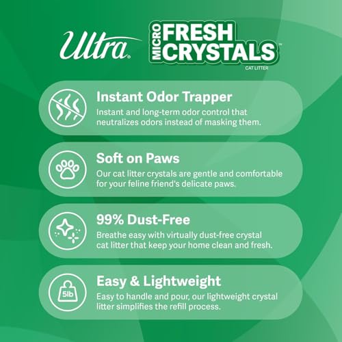 Ultra by Cat's Pride Fresh Scent Micro Crystals, Soft on Paws Litter, 5lb