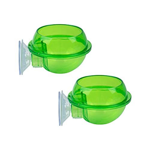 AUEAR, 2 Pack Reptiles Suction Cup Feeder Chameleon Feeding Food Cricket Bowl Water Dish Gecko Ledge Supplies Accessories for Lizard Bearded Dragon