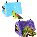 2 Pack Warm Bird Nest House Bed Hanging Hammock Plush Hanging Snuggle Cave Sleeping Bed Happy Hut for Parrot Parakeet Cockatiel Conure Cockatoo African Grey Macaw (Blue&Purple) - color: Blue and Purple