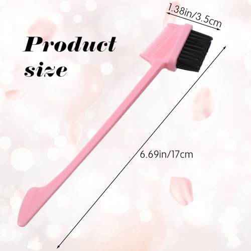 14 Pcs 3 in 1 Hair Edge Brushes, Double Sided Hair Combs, Rat Tail Comb, Smooth Comb Grooming, Natural Styling Eyebrow Combs for Women, 6 Colors