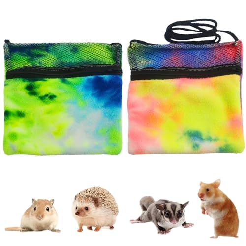 2 Pcs Sugar Glider Bonding Pouch Soft Sleeping Bag with Breathable Mesh Shoulder Strap Portable Small Animal Carrier for Hamsters Gerbils Hedgehogs Marmosets Squirrels (2 Pack)