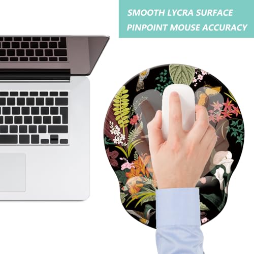 Mouse Pad with Wrist Support, Ergonomic Mouse Pad with Memory Foam Wrist Rest Cushion, Non-Slip Rubber Base Gaming Mice Pad for Home Office Computer Laptop, Flowers Birds - color: M40-Flowers birds