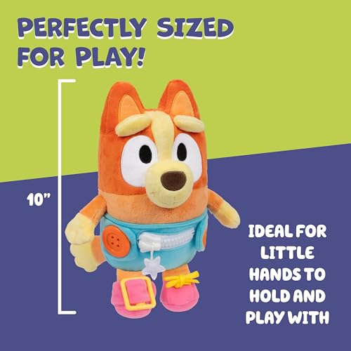 Dress & Play Baby Bingo Plush, Learn to Dress Doll for Toddlers | Button, zip, buckle & tie skills, 10in soft plush; fine motor skill Bluey toy for kids ages 3+ - style: Dress & Play Baby Bingo