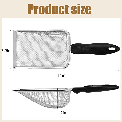 4 Packs Reptile Sand Stainless Steel Fine Mesh Reptile Substrate Metal Sand Shovel Sifter Litter Cleaner Corner Scoop Shovel Cleaner Scooper for Bedding Aquarium Terrarium Accessories - color: Black