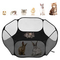 Pawaboo Small Animals Playpen, Waterproof Small Pet Cage Tent with Strong Steel Wire Frame, Portable Outdoor Yard Fence Pet Playpen, No Spill Raised Pets Playpens for Smalls Dog and Cat, Black - color: Charcoal Black