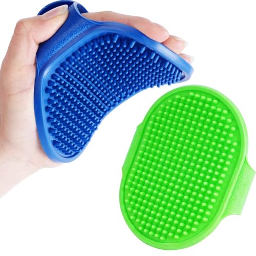 2 Pack Dog Grooming Brush, Premium Soft Silicone Pet Bath Brushes with Adjustable Handle, Shampoo Soothing Comb for Wet Dry Long Short Haired Dogs & Cats Massaging, Deshedding - color: 2 Pack