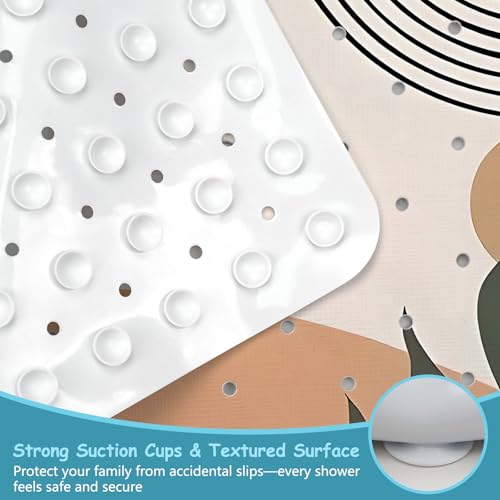 Leaves Square Anti Slip Shower Mats for Inside Shower Accessories, Boho Bath Mats for Bathroom Non Slip Shower Floor Mat Decor Rubber Bathmat with Suction and Drain Holes Machine Washable, 21″X21″ - color: B06, size: 21" x 21" (Square)