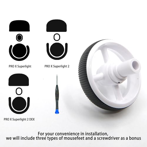 Mouse Wheel Mouse Roller Scroll with Mouse Feet Replacement for Logitech G PRO X Superlight/2/2 DEX Wireless Gaming Mouse - color: Black-White-Edge