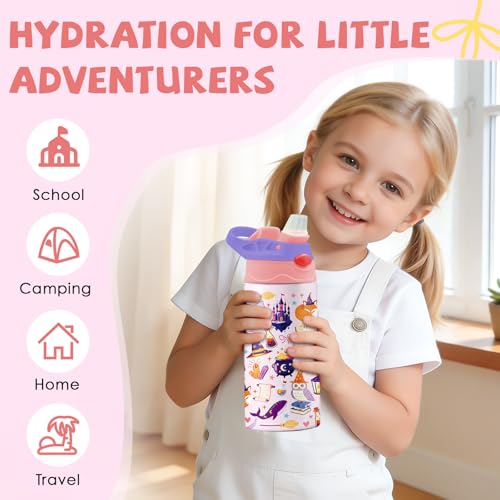Wizard Magic 12 oz Water Bottle with Straw – Kids Stainless Steel Vacuum Insulated Cup, Leakproof Pop-Up Spout, Reusable Travel Mug for Boys and Girls Outdoor Sports - color: Magic1