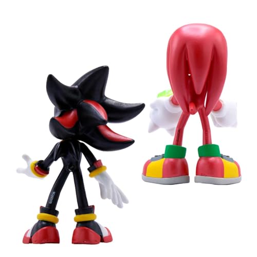 Just Toys – Sonic the Hedgehog Metallic Knuckles & Shadow Figure 2-Pack | Two 4-inch buildable Knuckles and Shadow figures with swappable arms and accessories in a collector window box. Ages 3+ - style: Metallic 2 Pack - Knuckles & Shadow
