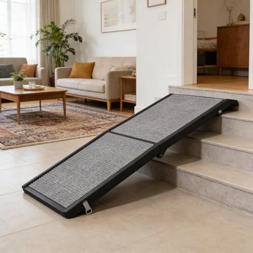 Dog Ramp for Car, Folding Car Ramps for Small to Large Size Dogs, Portable Pets Ramp with Non-Slip Rug Surface, 51" Long & 19.7" Wide HDPE Dog Steps for Car, SUV, Truck