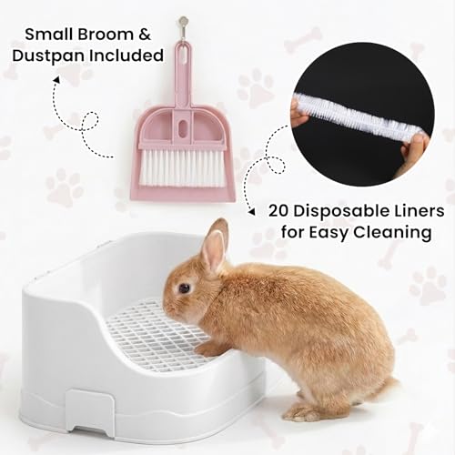 Rabbit Litter Box, Bunny Litter Box, Removable Top and Base, White | Removable Top and Bottom, Easy to Assemble and Clean, Suitable for Adult Rabbits, Guinea Pigs and Other Small Pets - color: White, size: 14" × 9.5" × 6"