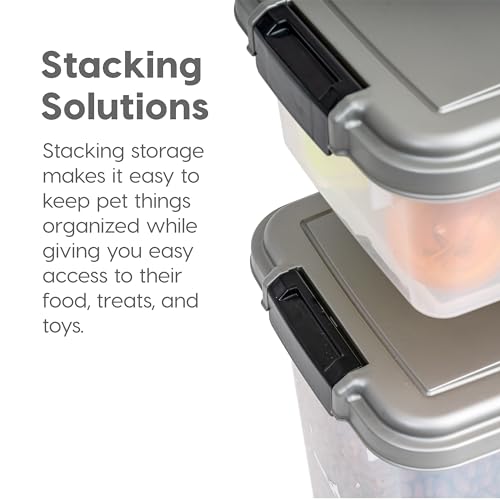 IRIS USA Dog Food Storage Container, Up to 30+11 lbs, Gray/Dark Gray | Made in the USA, Includes 2-Cup Scoop & Wheels, Airtight Seal, BPA-Free, Bird Seed, Cat food, Cat Litter, Treats, Toys - color: Silver