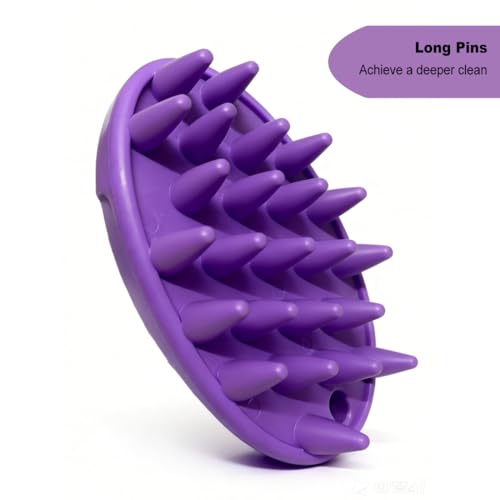 Rubber Curry Brush for Short Haired Dogs, Gentle Curry Comb | Dog Brush with Long Pins, Use Wet as Bath Scrubber or Dry to Remove Loose Hair