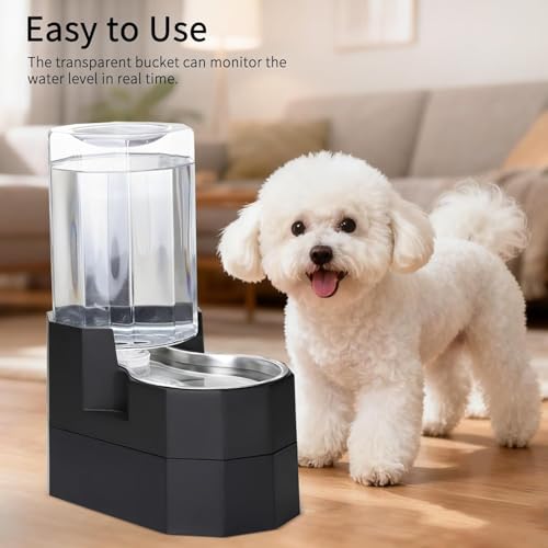 Sfozstra 7L Raised Dog Water Dispenser: Comfortable Drinking | Gravity Water Dispenser/Better Drinking Posture/Medium Dogs/304 Stainless Steel Bowl/Spill Resistant Base/Dishwasher Safe - color: Black, size: 7L Raised