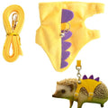 Adjustable Hedgehog Leash and Harness with Safe Bell, Dinosaur Shaped Harness Leash for Training Playing, Hamster Clothes for Ferret Guinea Pig Hamster, Hedgehog Accessories (Yellow) - color: Yellow