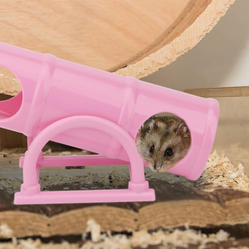 Hypeety Hamster Plastic Seesaw Tunnel Toy Mouse Hollow Tunnel Tube Toy | 2-in-1 tunnel and seesaw, funny exercise gym playground for dwarf hamsters/gerbils/mice/small pets, promotes exercise, pink - color: Pink