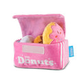 BarkBox Barker's Dozen Donuts 4-in-1 Interactive Plush Dog Toy | Squeaky Dog Toys with Crinkle Box - For Small Dogs and Puppies - color: Donuts