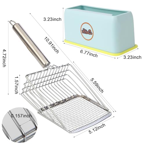 Cat Litter Scoop, Metal Scooper, Deep Shovel, Ergonomic Handle, Kitten Poop Sifting, Durable, Heavy Duty Speed Sifter, for Litter Box （Silvery-Gray）