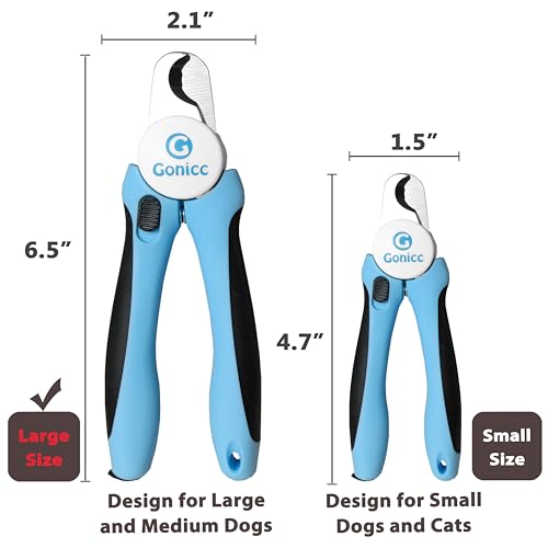 gonicc Professional Dog & Cat Pets Nail Clippers & Trimmers | With Safety Guard to Avoid Overcutting, Free Nail File, Razor Sharp Blade - Professional Grooming Tool for Pets - size: For Large and Medium Dogs