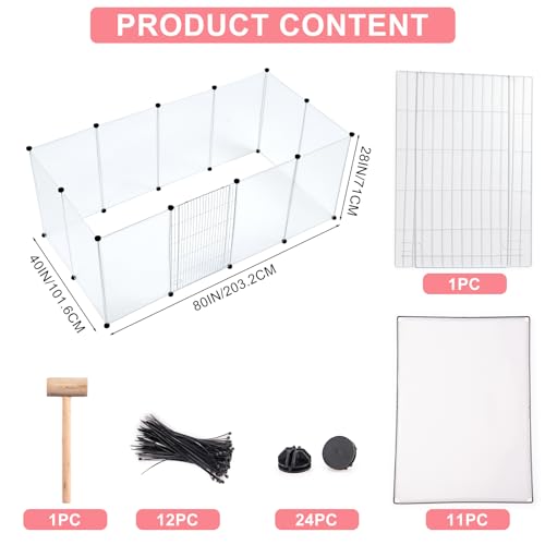 BRIAN & DANY Dog Playpen Portable for Small Animals, Dog Play Pen Indoor, Transparent Pet Playpen for Puppies, Cats, 80" L x 40" W x 28" H - style: 80" L x 40" W x 28" H
